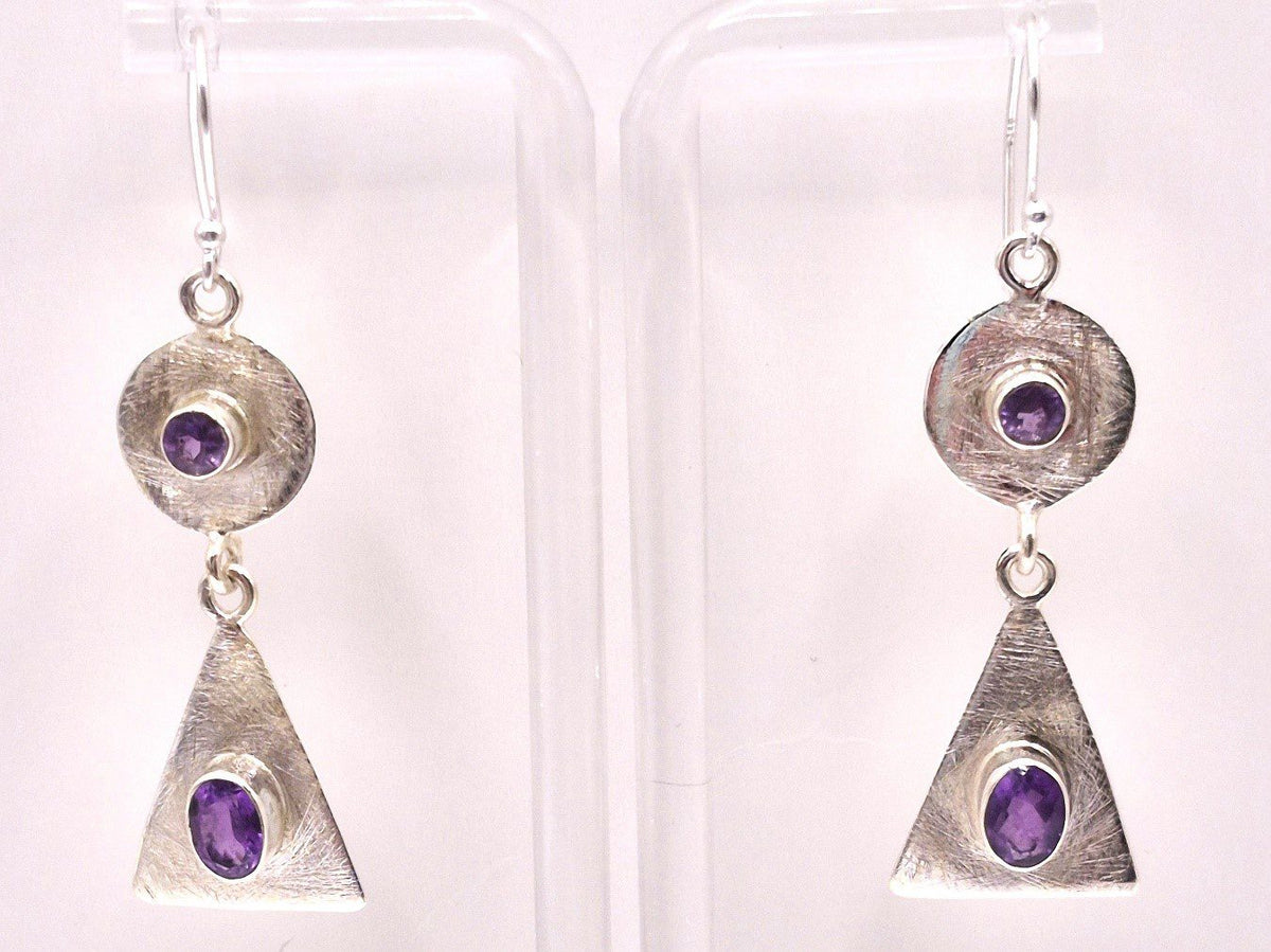 Amethyst Circle and Triangle earrings
