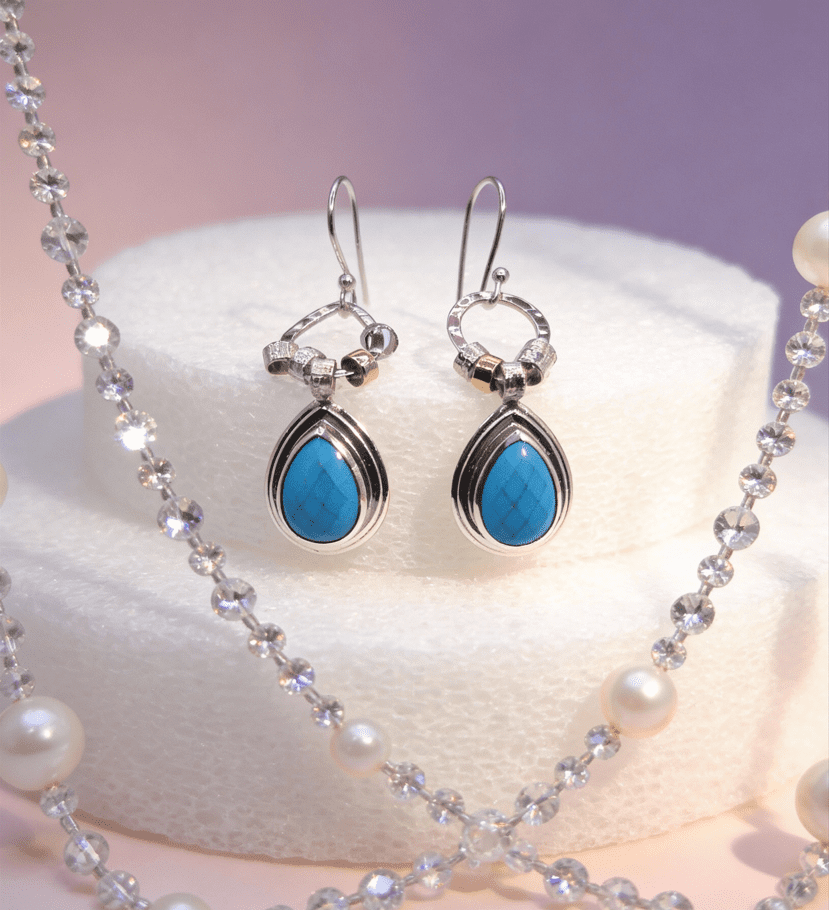 Natural Turquoise and Sterling Earrings