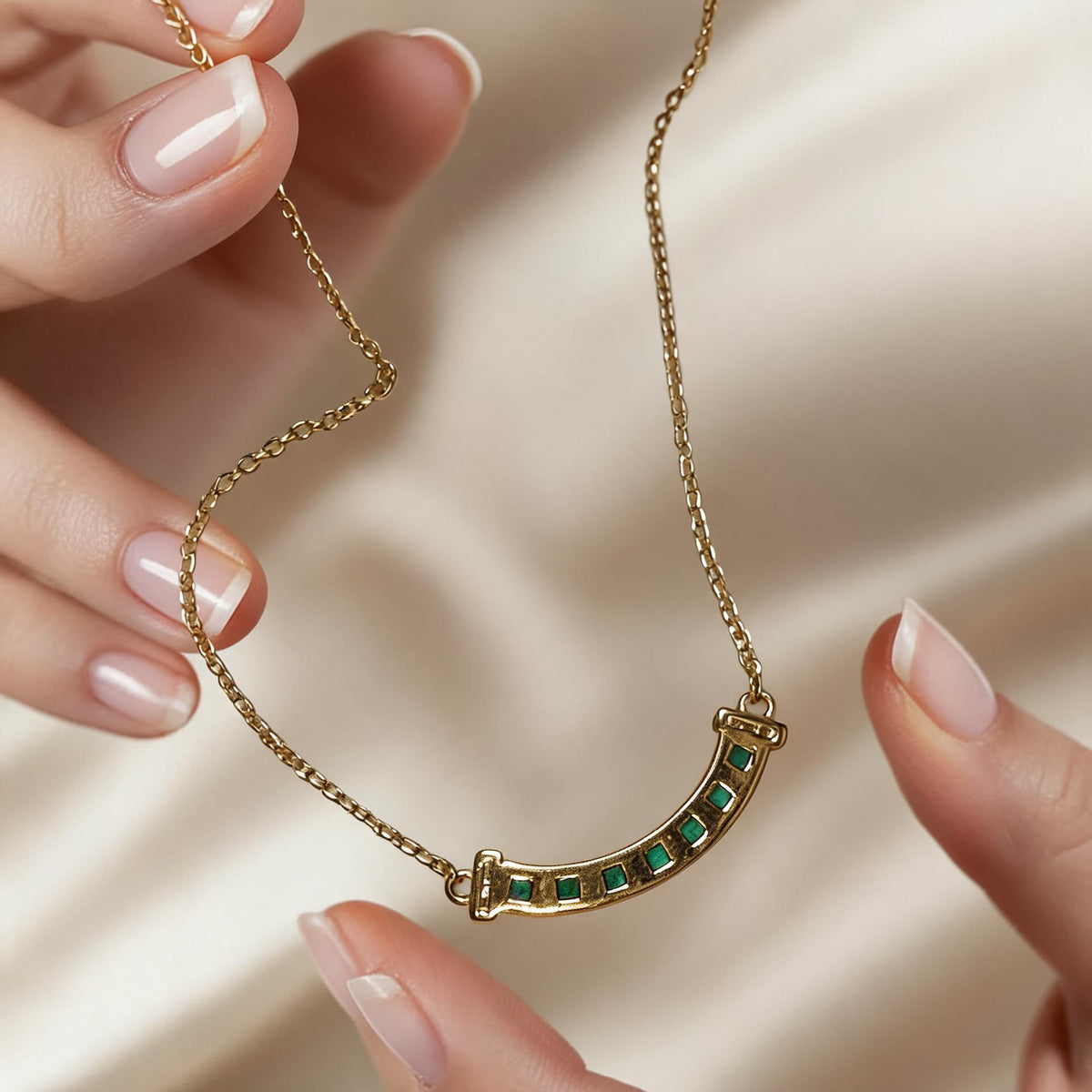 Natural Emerald Chain Necklace