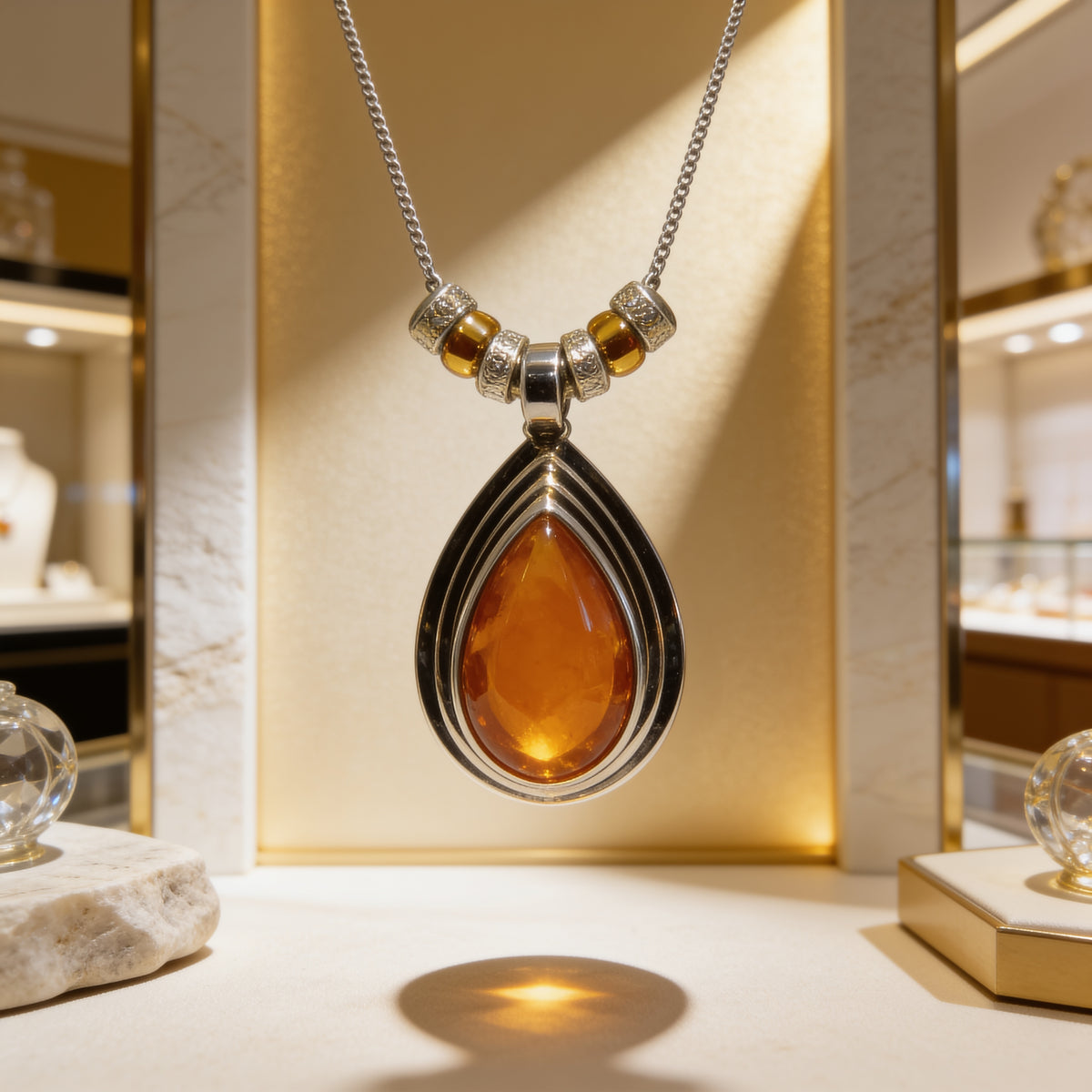 Natural Carnelian Pendant with Chain