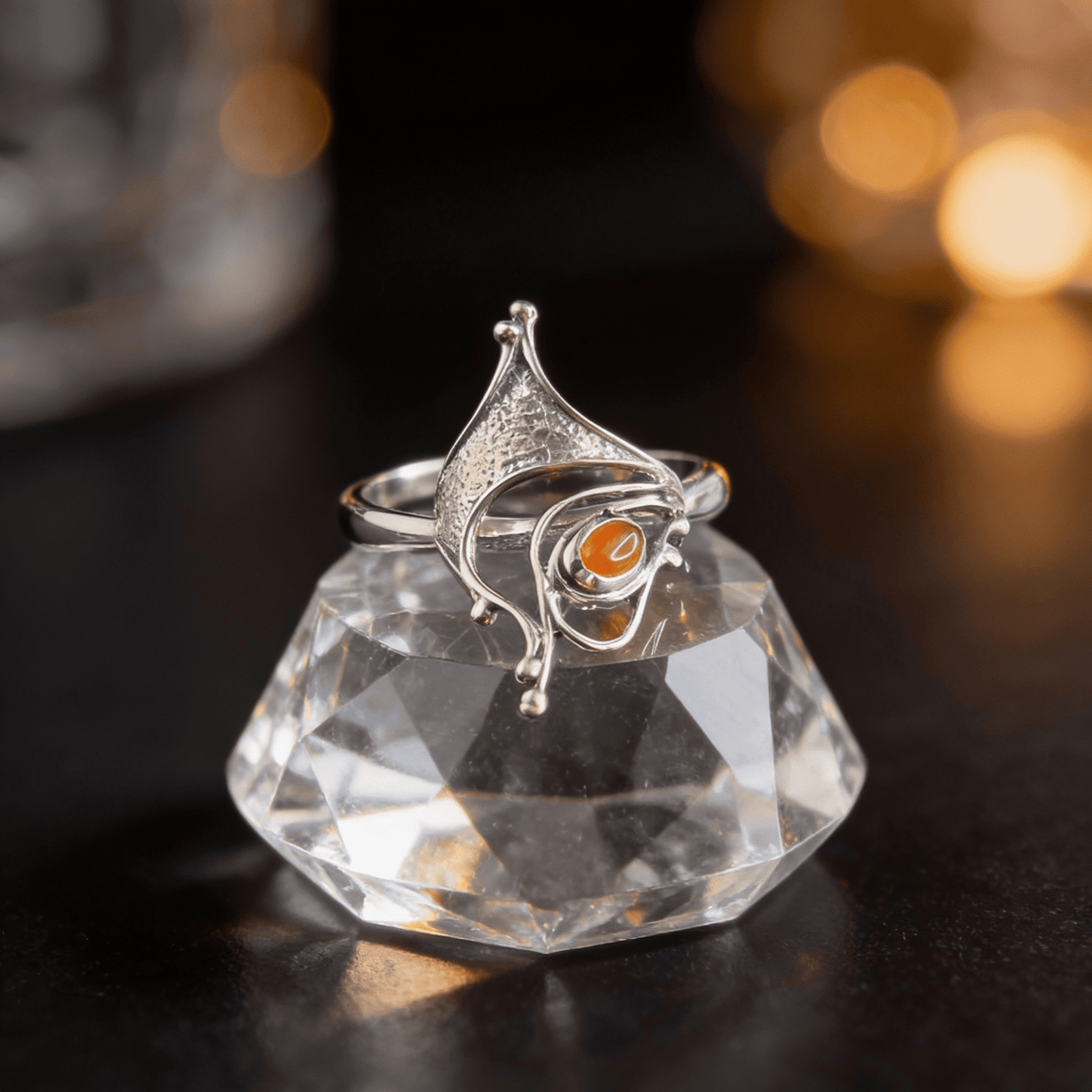 Funky Red Onyx ring set in 925 Sterling