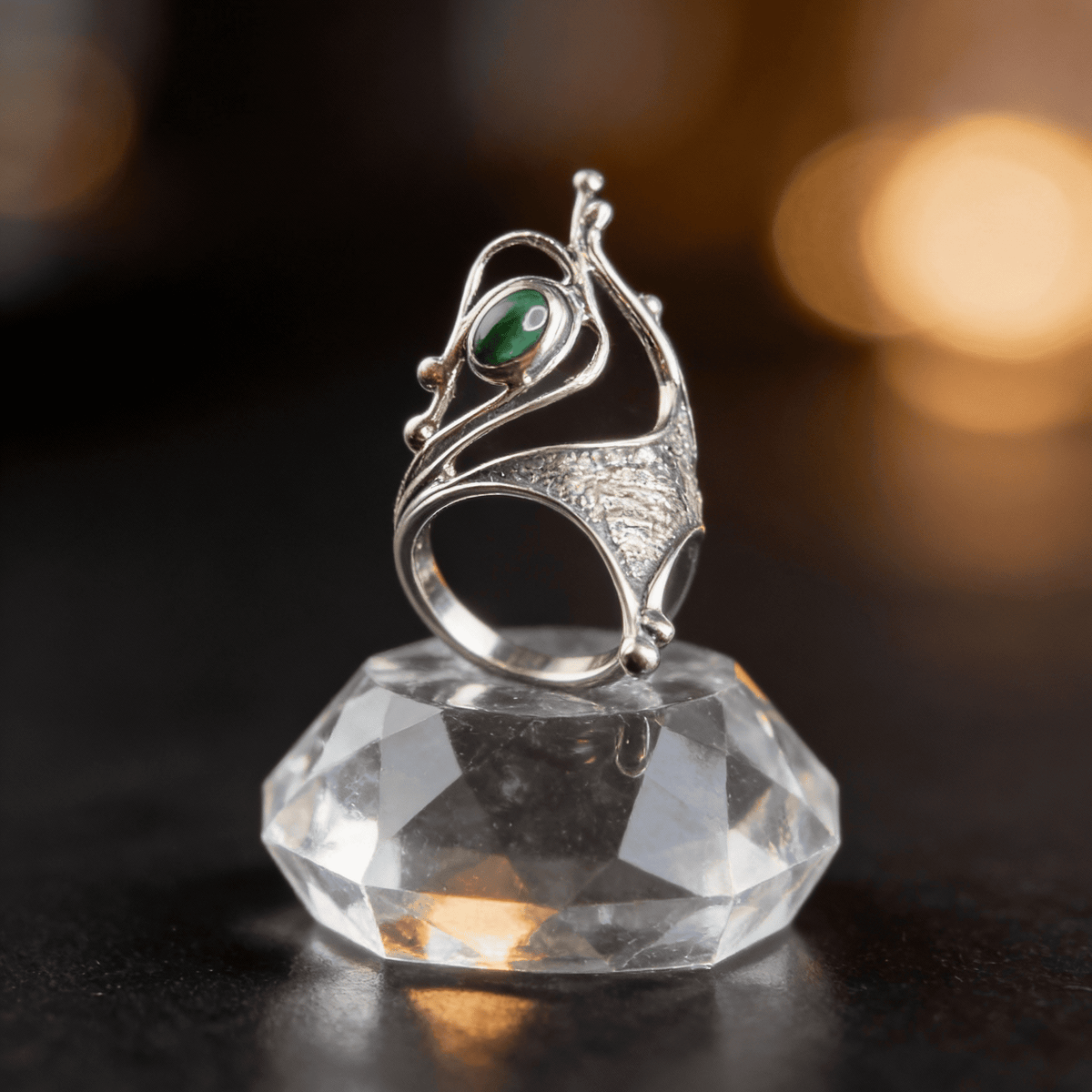 Funky Malachite ring set in 925 Sterling
