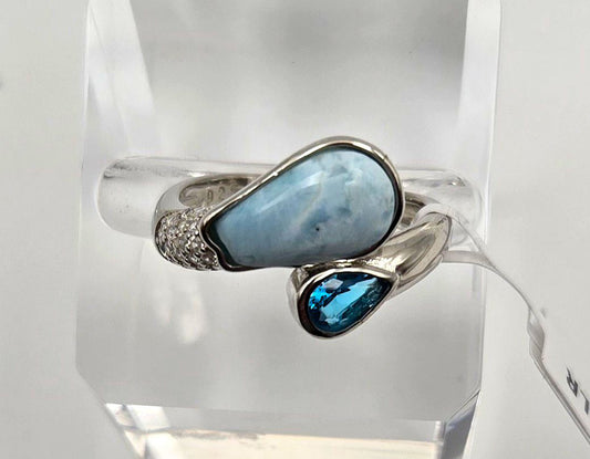 Larimar and Topaz Ring