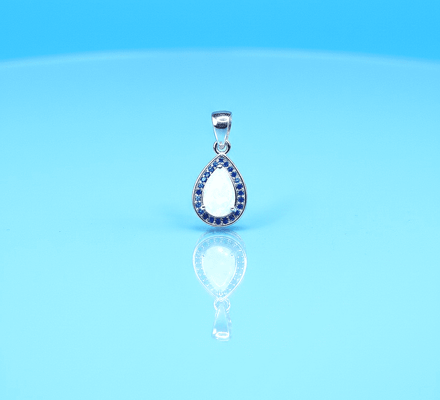 White Opal And Blue Sapphire Pendant