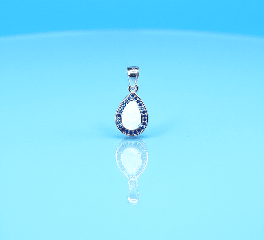 White Opal And Blue Sapphire Pendant
