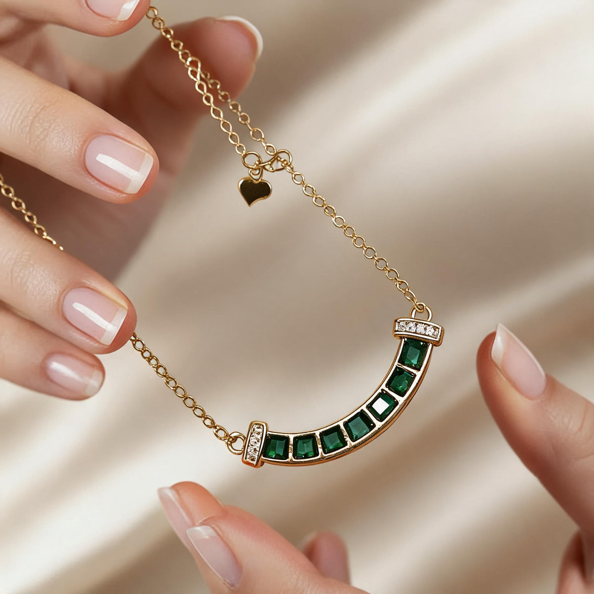 Natural Emerald Chain Necklace