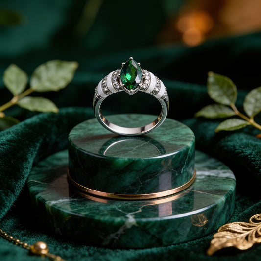 Natural Chrome Diopside set in  Sterling Silver