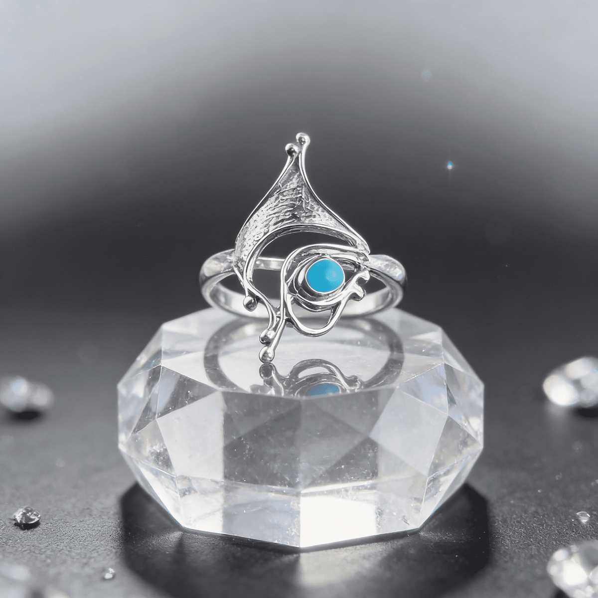 Funky Turquoise ring set in 925 Sterling