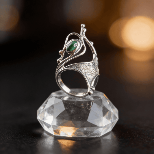 Funky Malachite ring set in 925 Sterling