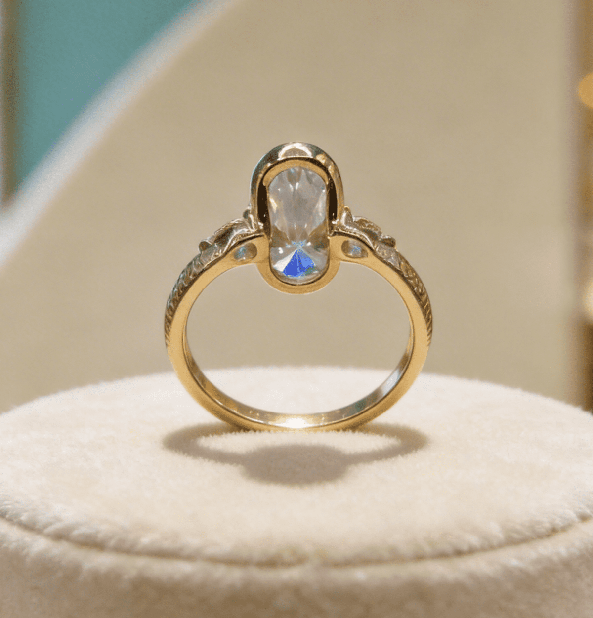 2.5 Carat Oval Moissanite Ring in 18K Gold Plated 925 Sterling Silver